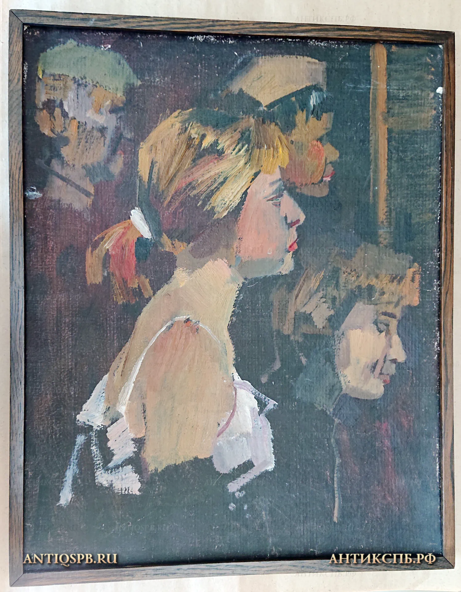 Картина "Женский портрет". Автор: Заозерский Борис Константинович (1934-2002). Картон, масло. СССР. Вт. пол ХХ века. №22187